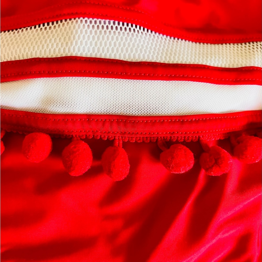 Red And White Stripe Mesh Bikini - image 3